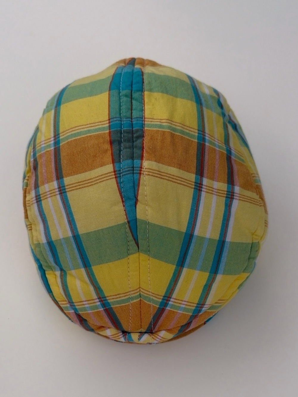 Kids Yellow Plaid Cotton Cap - Brand Unspecified